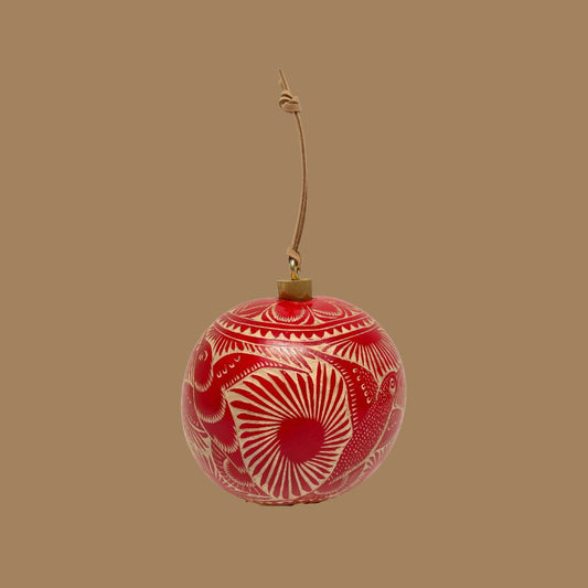 Esfera Natural con Cordón Gamuza | Rojo Carmín (Set 6 Piezas)