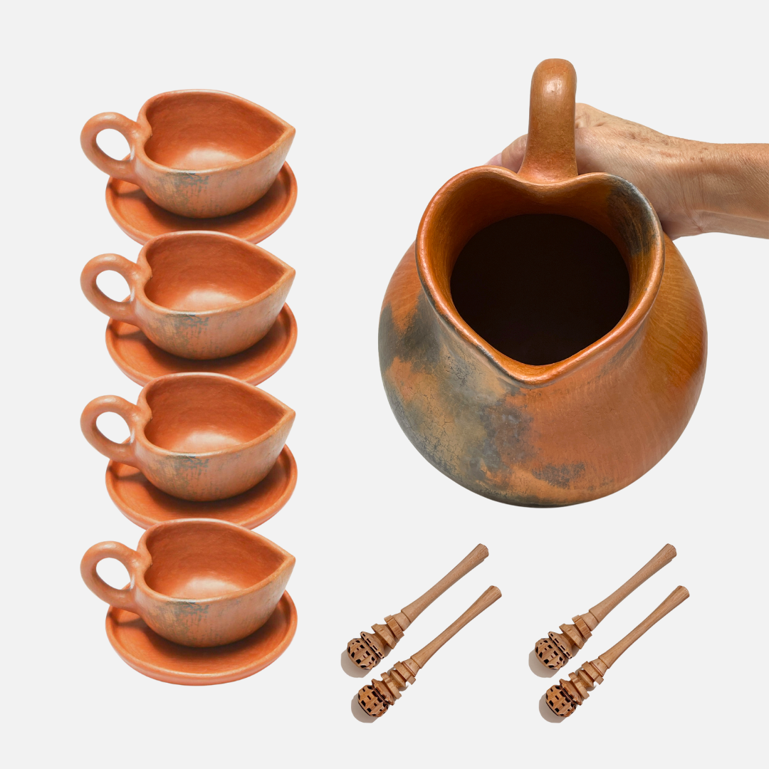 Set 4 Personas Jarra y tazas de corazón