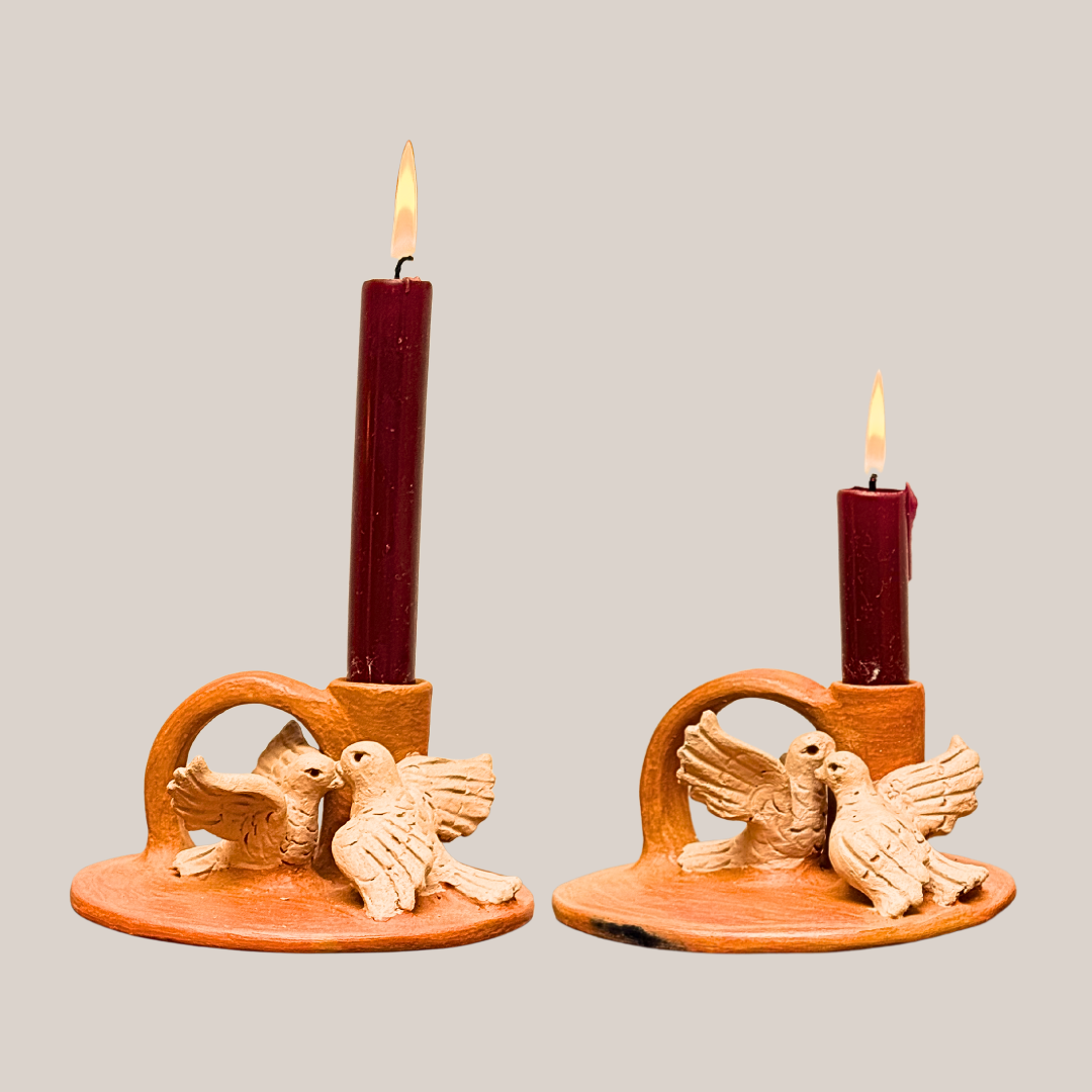 Set 2 Portavelas con Palomas