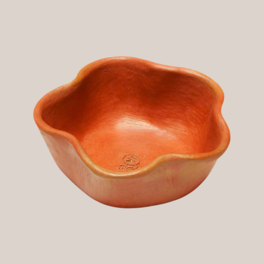 Tazón Flor, Vajilla Artesanal |  Anaranjado