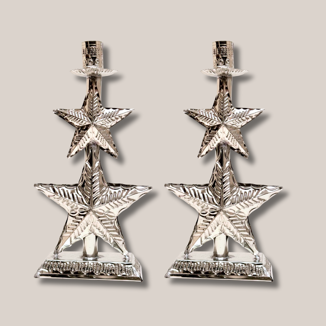 Set de 2 Candelabros Estrellas